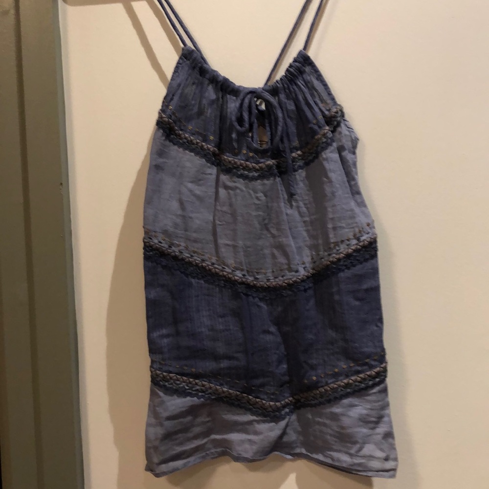 Blue boho tie tank Y2K